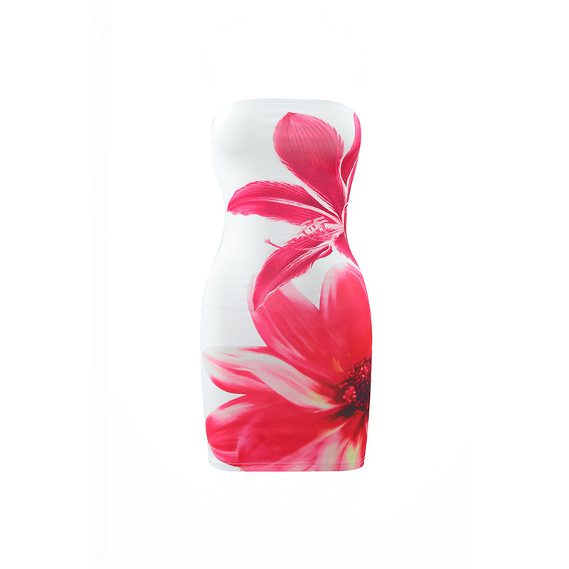 Damen Bandeau-Kleid mit Blumenmuste
