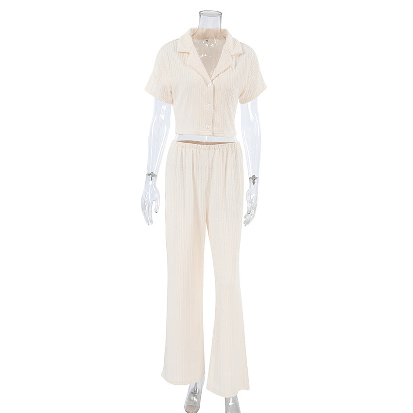 Damen Modische einfache einfarbige Kurzarmhose Pyjama Zweiteiliges Set