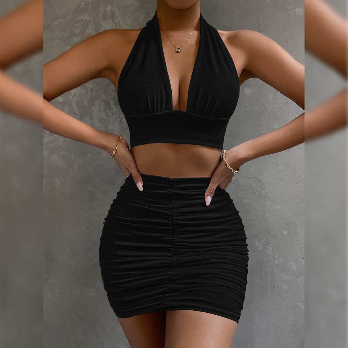 Halter-Top und Hip-Rock Zweiteiliges Set für Damen