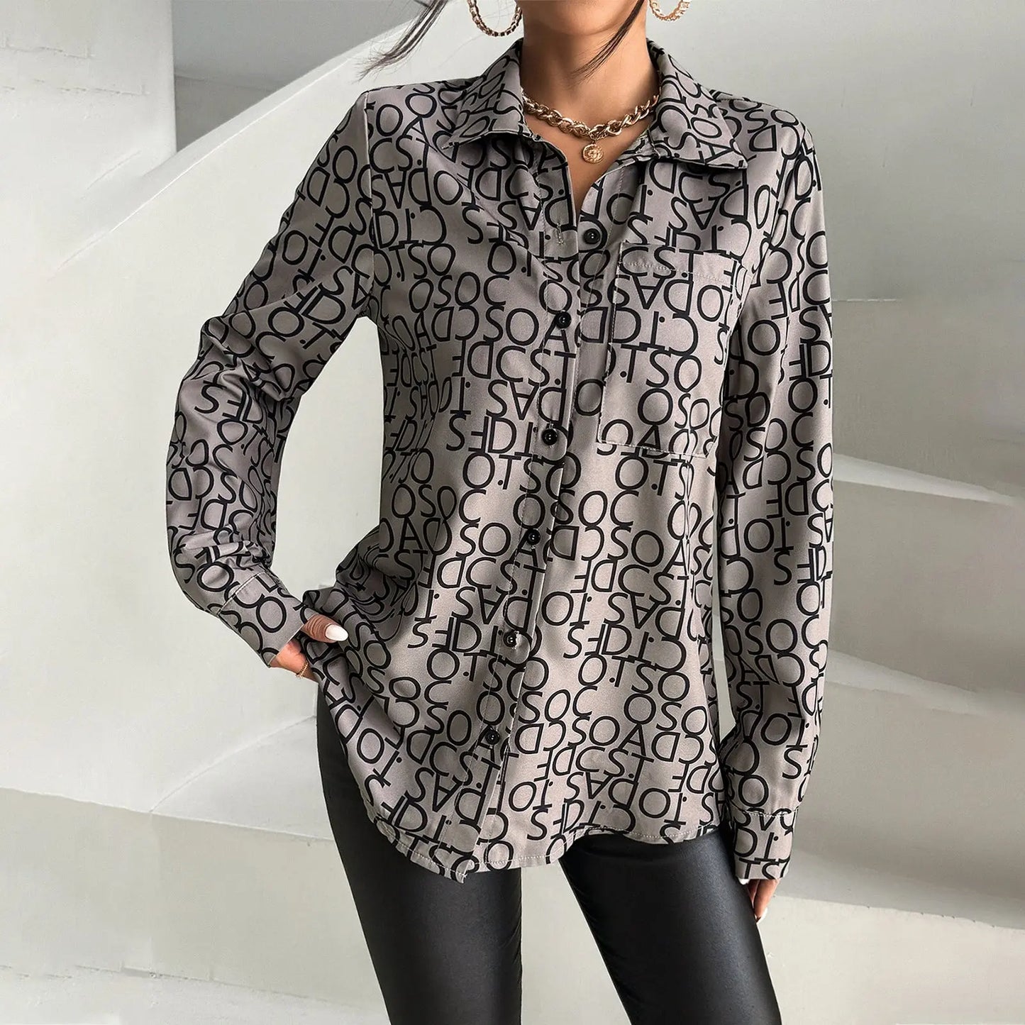 Bedrucktes Langarmshirt für pendelfähige Frauen