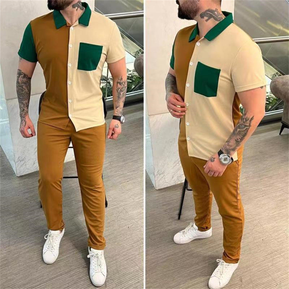 Trendiger Freizeitanzug für Herren: Kurzarmhemd und passende Hose