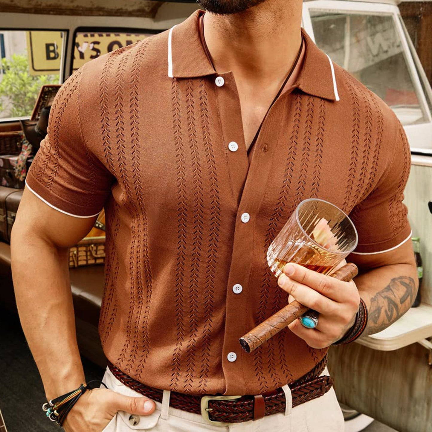 Gestricktes Polo-Shirt für Herren