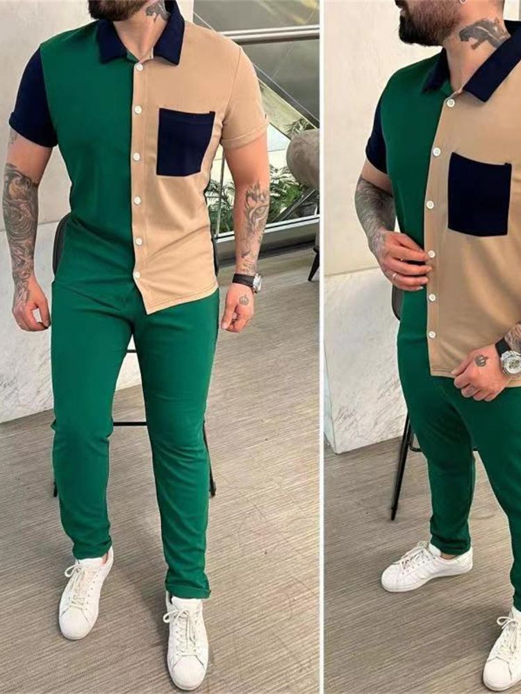 Trendiger Freizeitanzug für Herren: Kurzarmhemd und passende Hose