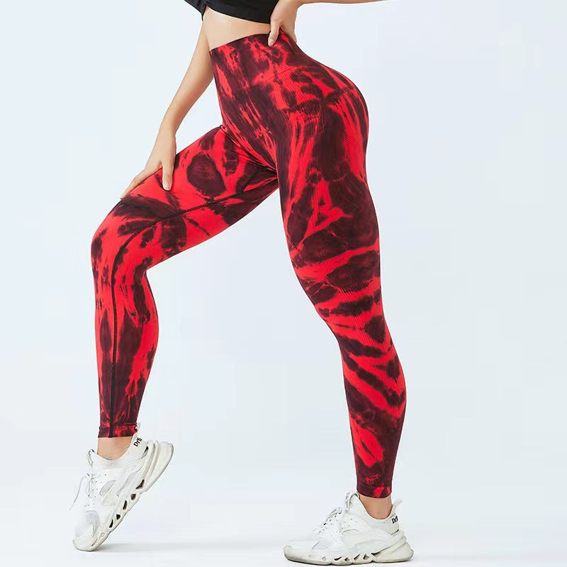 Nahtlose Yogahose mit Bindedruck für Frauen