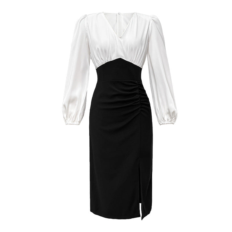 Schlank geschnittenes Patchwork-Kleid für Damen