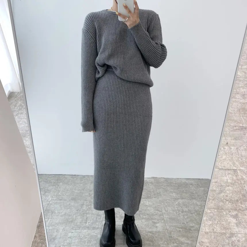 Damen Herbst/Winter Pullover-Kleid Zweiteiliges Set "Temperament Freizeit Anzug