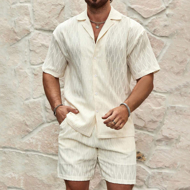 Milchweißes Set aus Baumwollmischung – Kurzarm Oberteil & Shorts