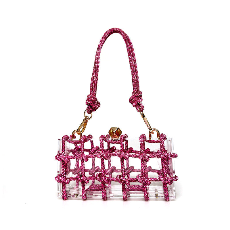 Süße Glänzende Strass Bankett Kleine Quadratische Tasche