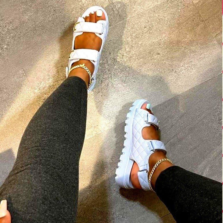 Damen Sandalen Klassischer karierte Velcro-Stil