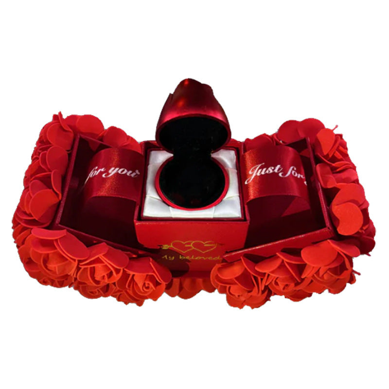 Valentinstagsgeschenk – Seifenrosen-Box mit Kristallanhänger und Ewiger-Blumen-Schmuckbox - FashionGlam