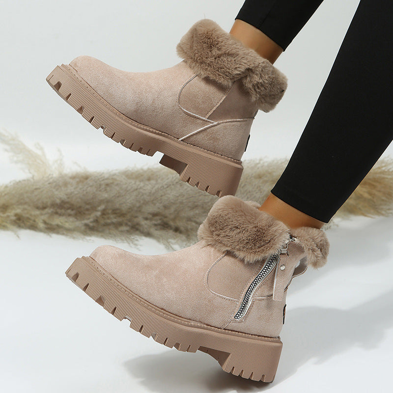 Damen Faltbare Schneestiefel mit Plüschfutter