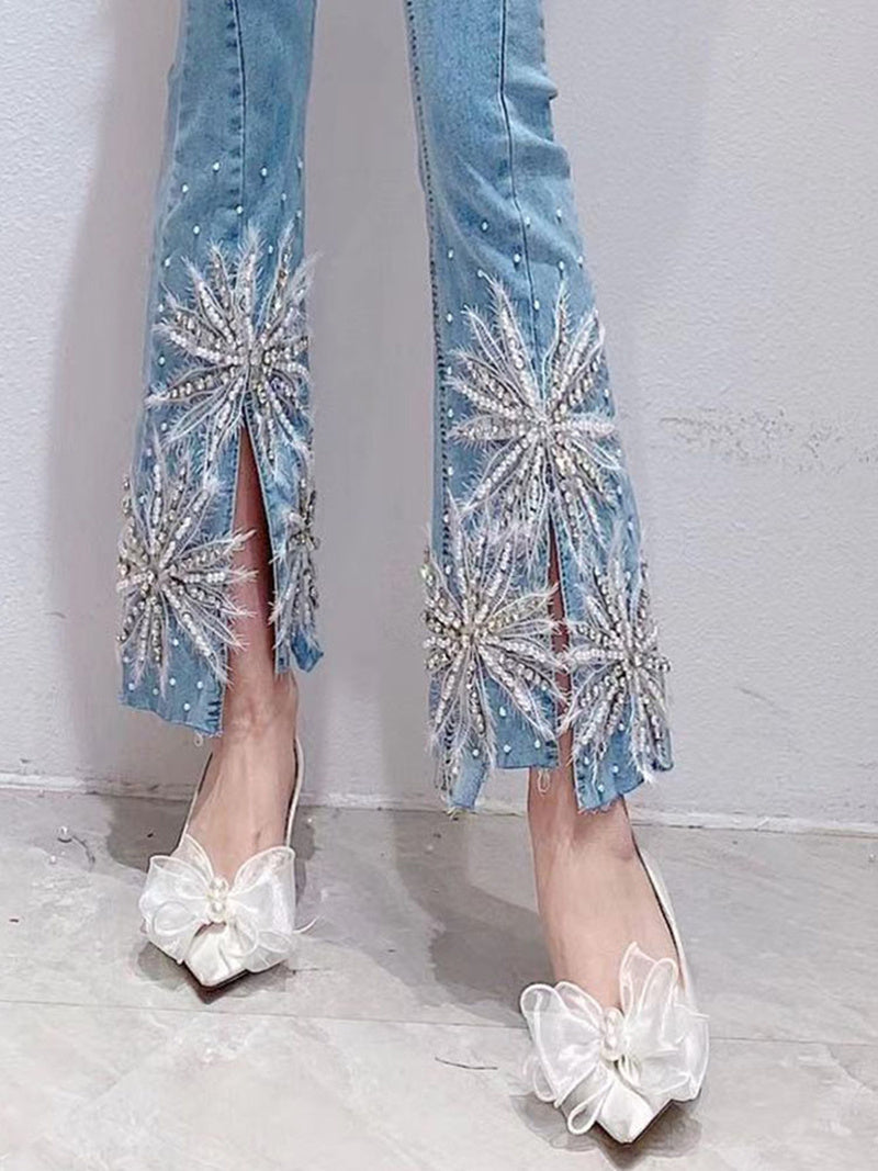 Diamantenschlitz Jeans für Damen