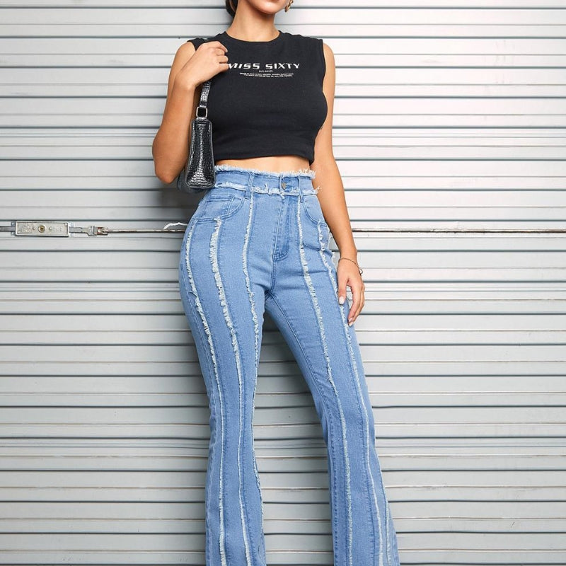 Wollkanten-Jeans mit leicht ausgestelltem Schnitt