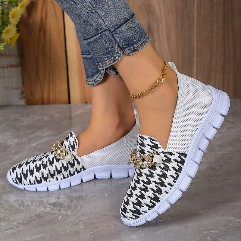 Sommerliche Sport-Mesh-Slipper mit lässigem Hahnentrittmuster