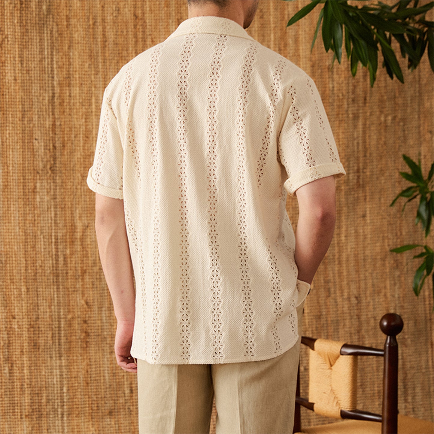 Sommerliches Cuban-Collar Kurzarm-Hemd