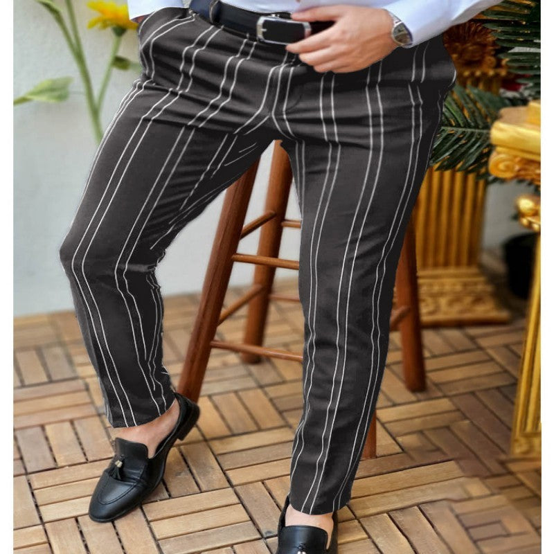 Herren Business-Freizeithose mit 3D-Plaid-Muster