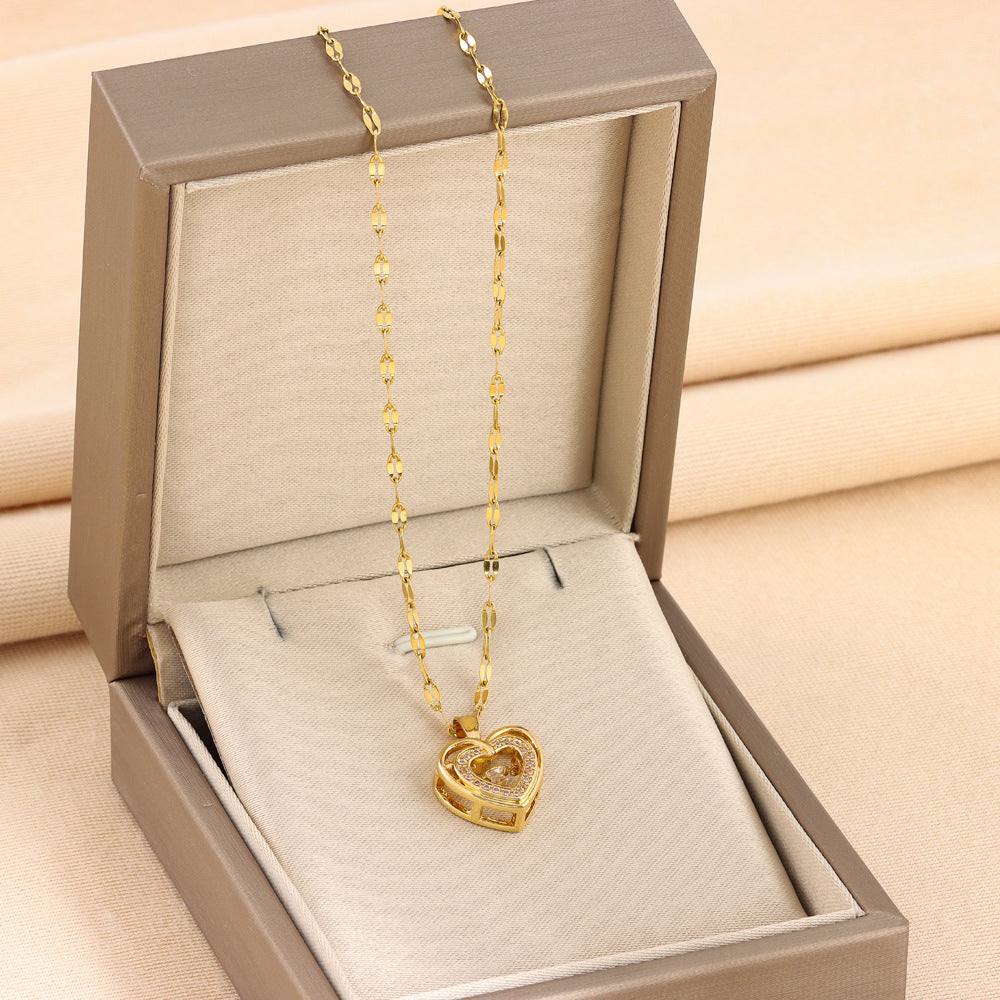 Doppellagige Love-Halskette mit Strass aus Titanstahl
