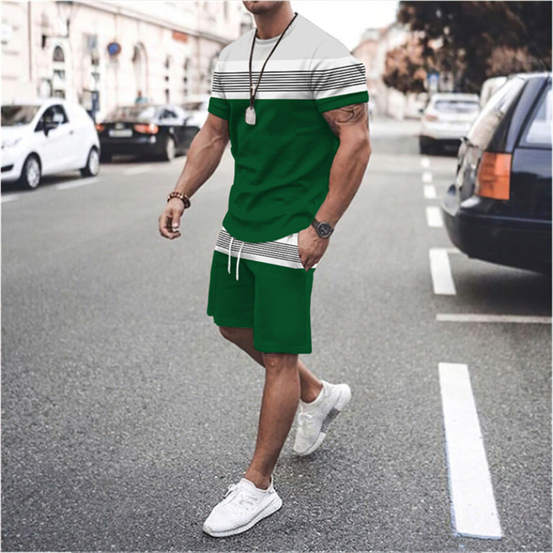 Herren Gestreiftes Kurzarmshirt für Sommer Sport und Freizeit