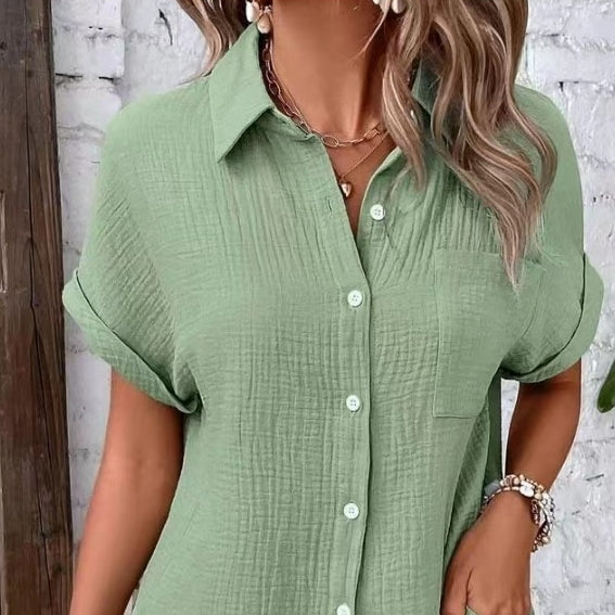 Einreihiges Hemd mit Revers tasche Raglan-Ärmel