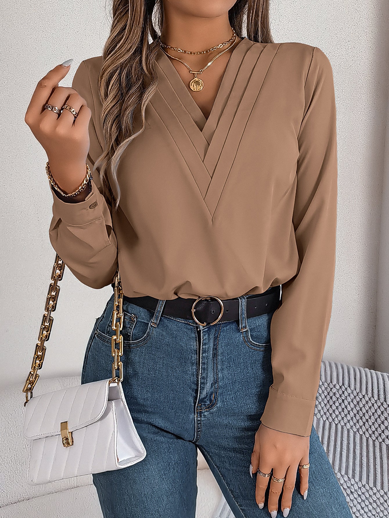 V-Ausschnitt Elegante Bluse