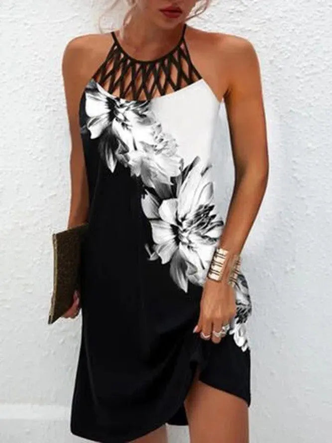 Modisches Print-Kleid: Lässige Halterneck-Kleider für Frauen, perfekt für den Sommer