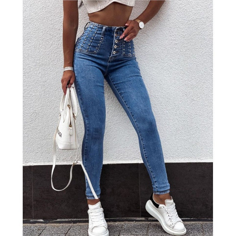 Hoch taillierte Skinny-Jeans
