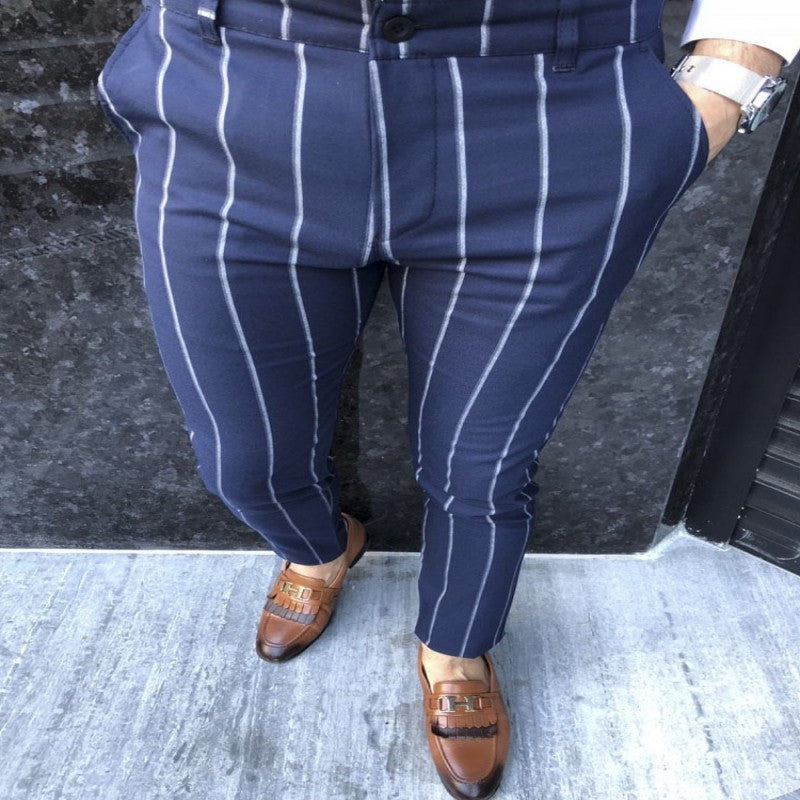 Herren Business-Freizeithose mit 3D-Plaid-Muster