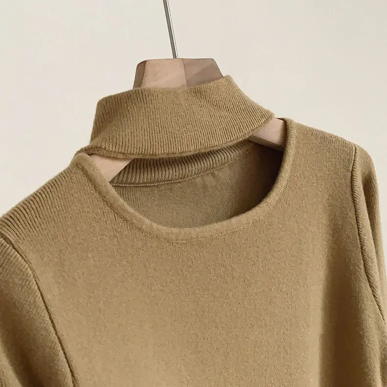 Damen Strickpullover mit dickem Design und Halterneck Langarm