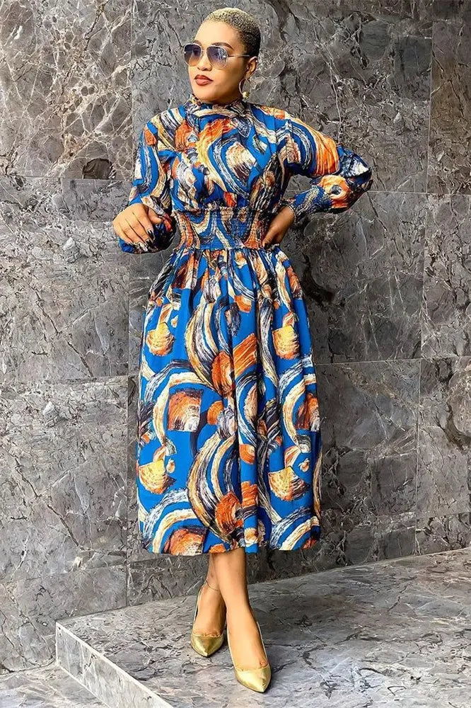 Damen Mode Langarmkleid