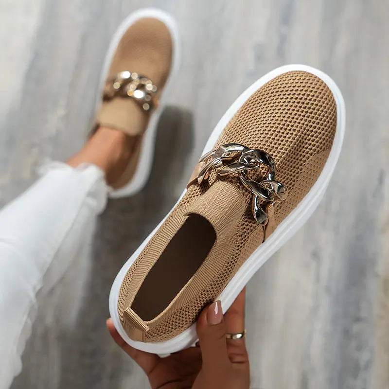 Ketten-Flachschuhe für Damen - Atmungsaktive Mesh-Schuhe