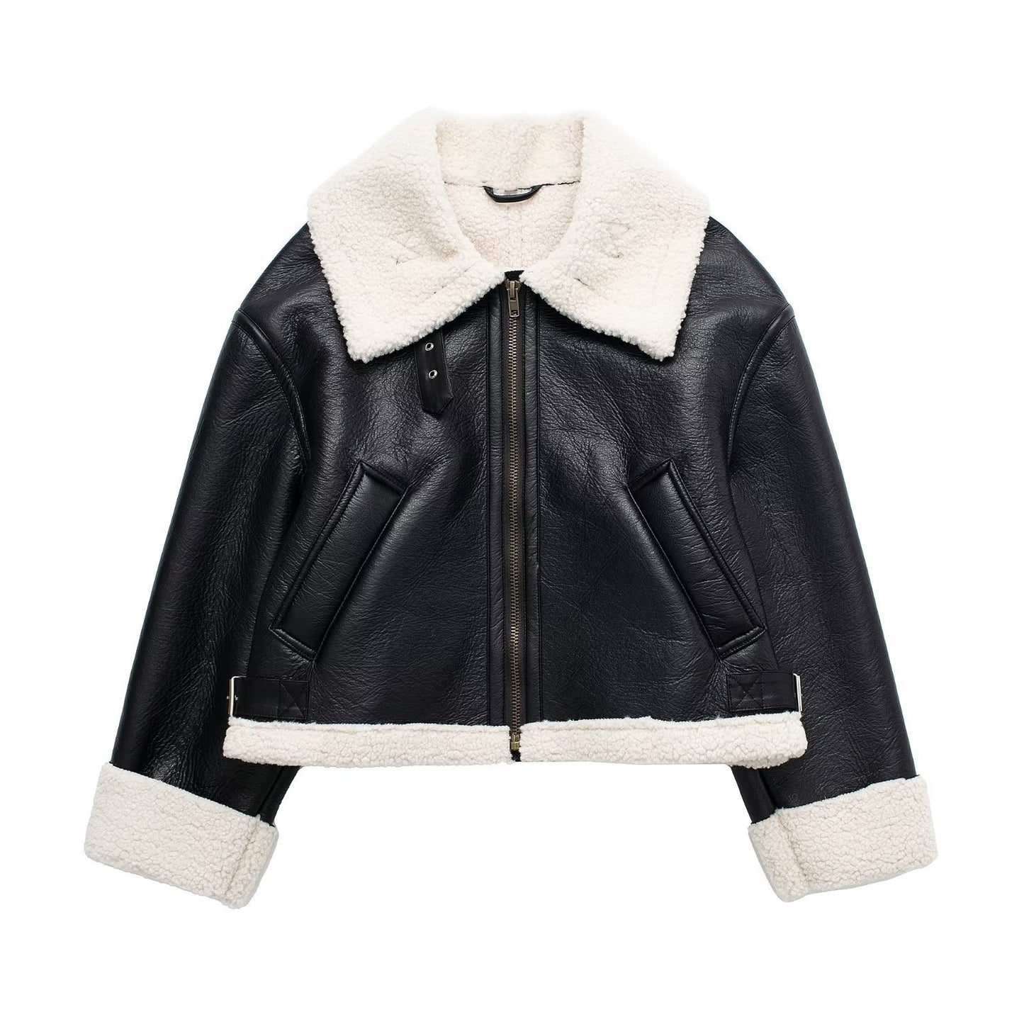 Brauner Damen Casual Pelz Doppelseitiger Kurzmantel
