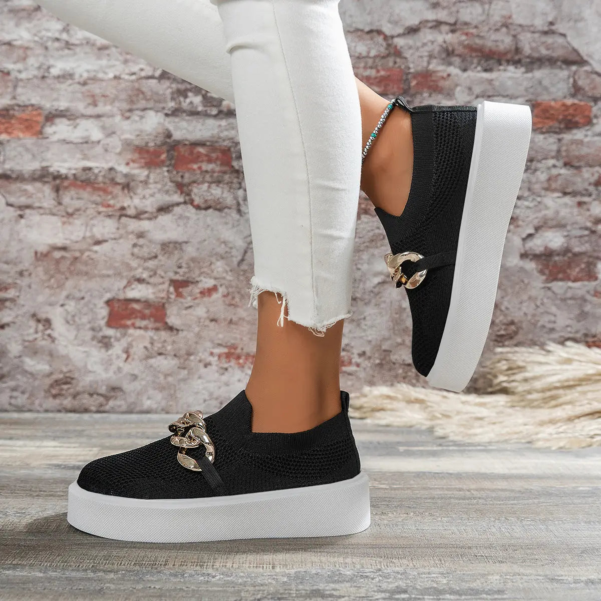 Ketten-Flachschuhe für Damen - Atmungsaktive Mesh-Schuhe