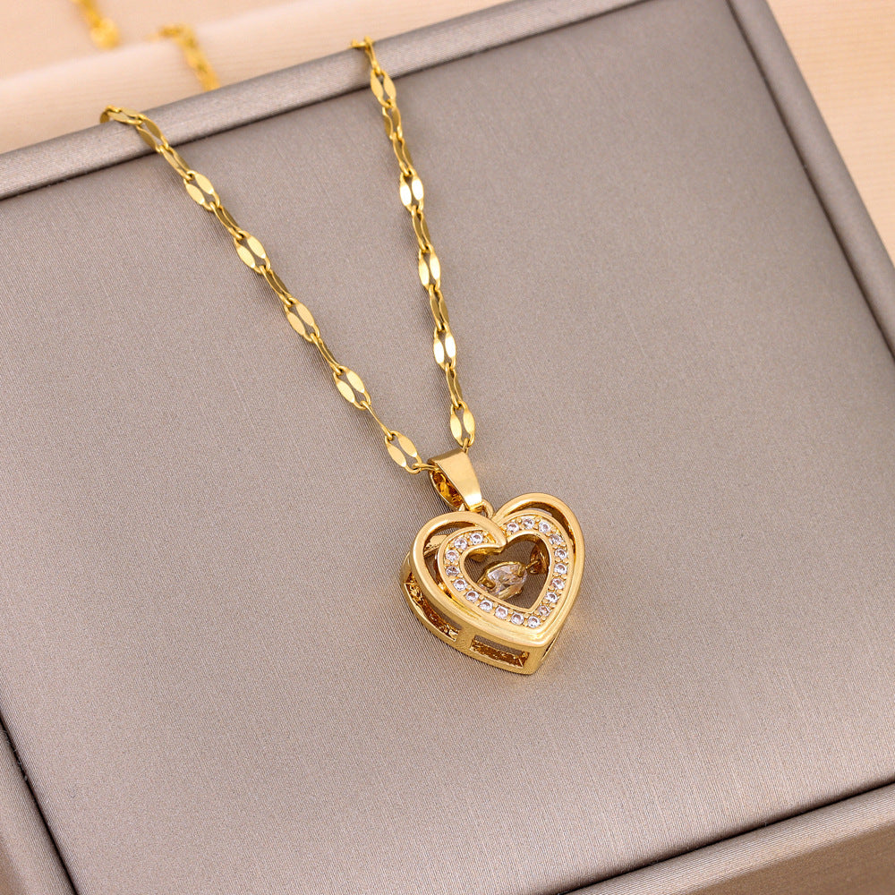 Doppellagige Love-Halskette mit Strass aus Titanstahl