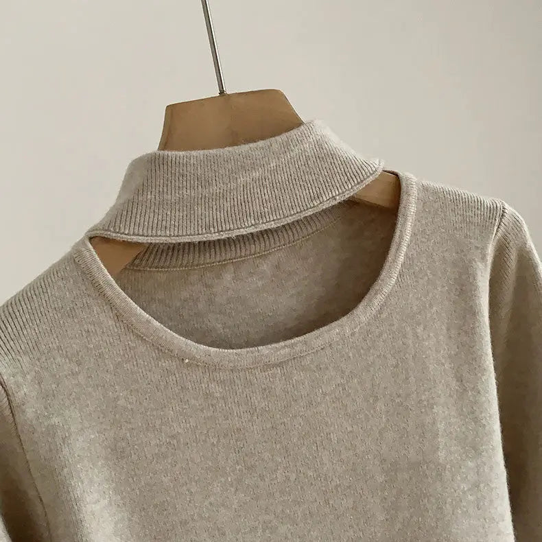 Damen Strickpullover mit dickem Design und Halterneck Langarm