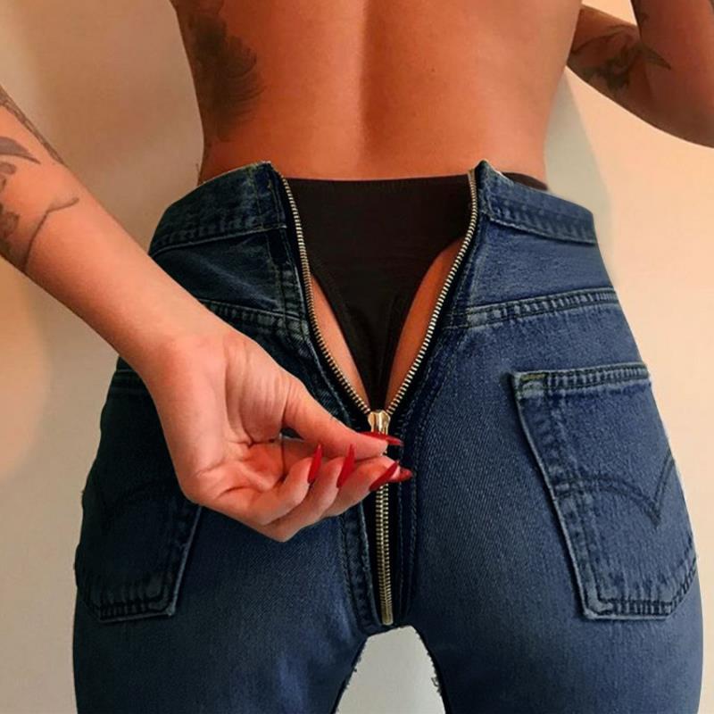 Damen Skinny Jeans mit Rückenreißverschluss