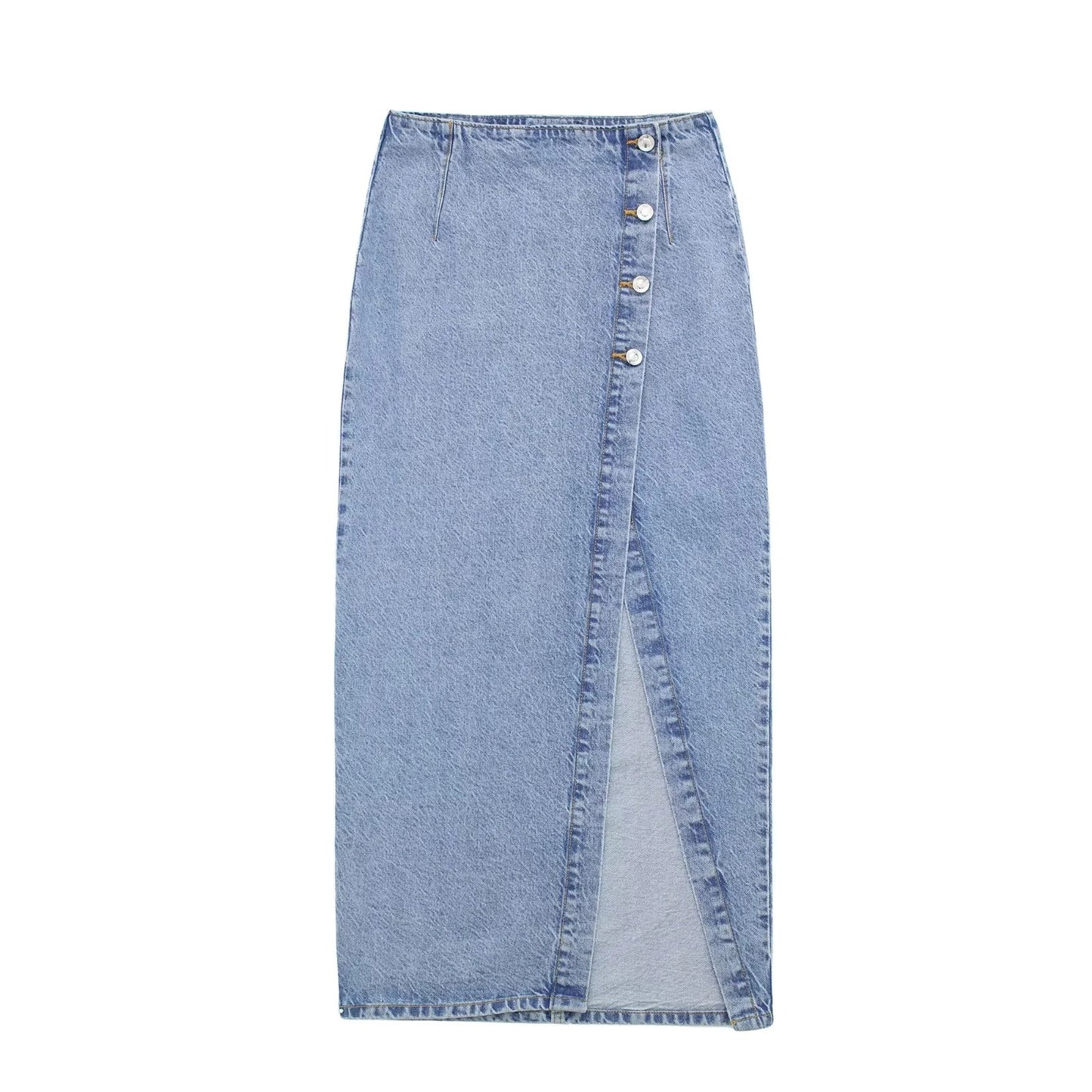 Hoch taillierter A-Linien-Schlitz-Denim-Rock für Damen