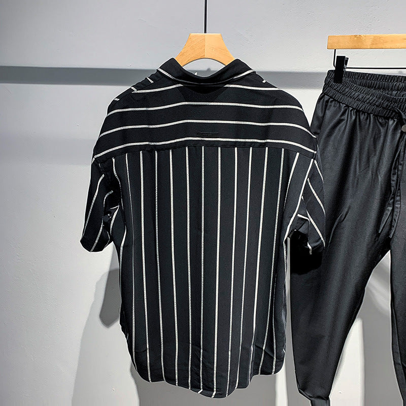 Herren Gestreiftes Kurzarm-Shirt: Locker und Bequem