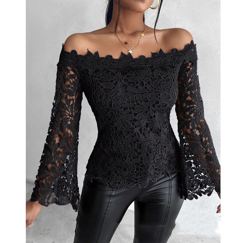 Damen Minimalistisches Schwarzes Spitzenoberteil