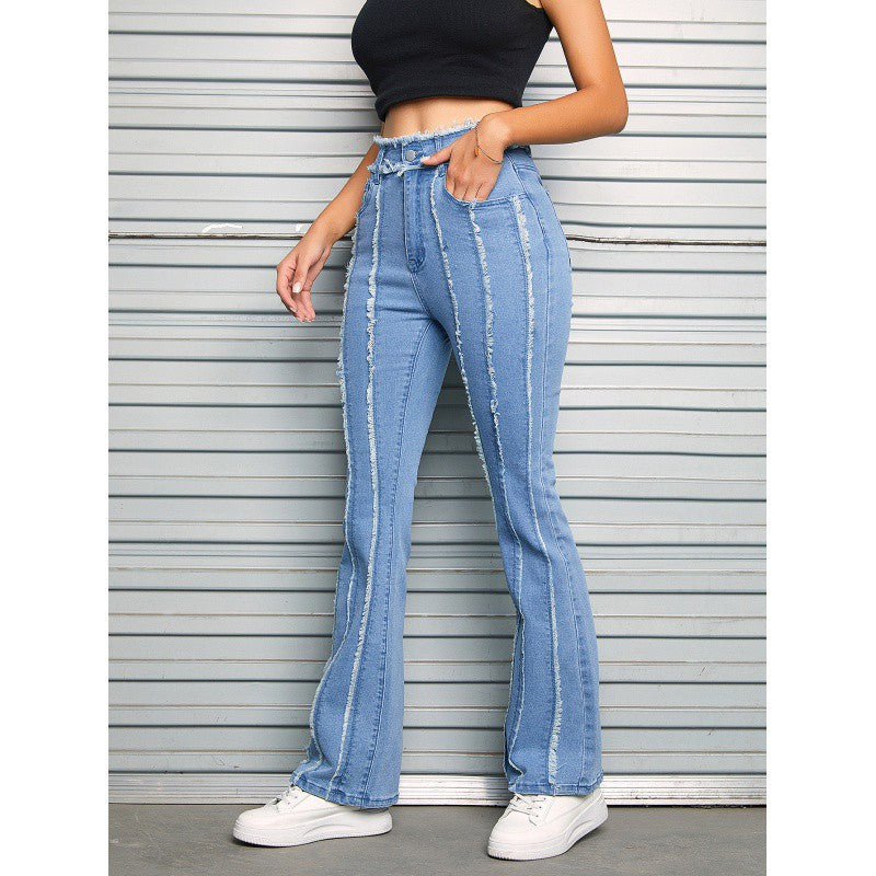 Wollkanten-Jeans mit leicht ausgestelltem Schnitt