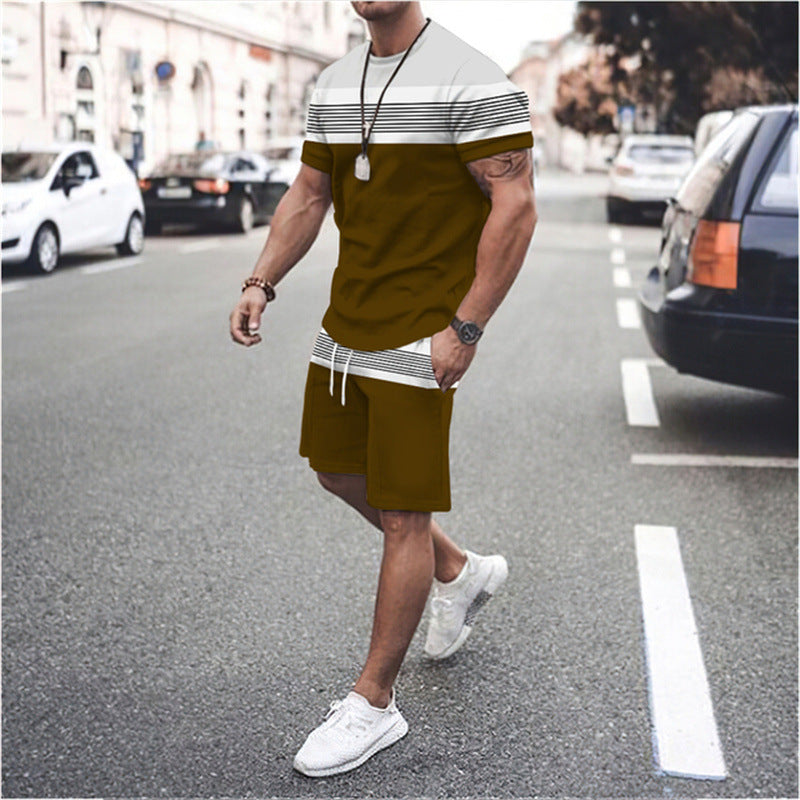 Herren Gestreiftes Kurzarmshirt für Sommer Sport und Freizeit