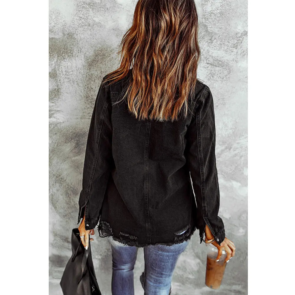 Damenmantel im Denim-Hemd-Stil