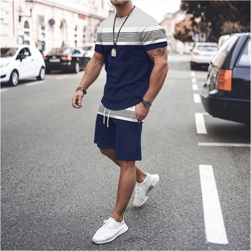 Herren Gestreiftes Kurzarmshirt für Sommer Sport und Freizeit