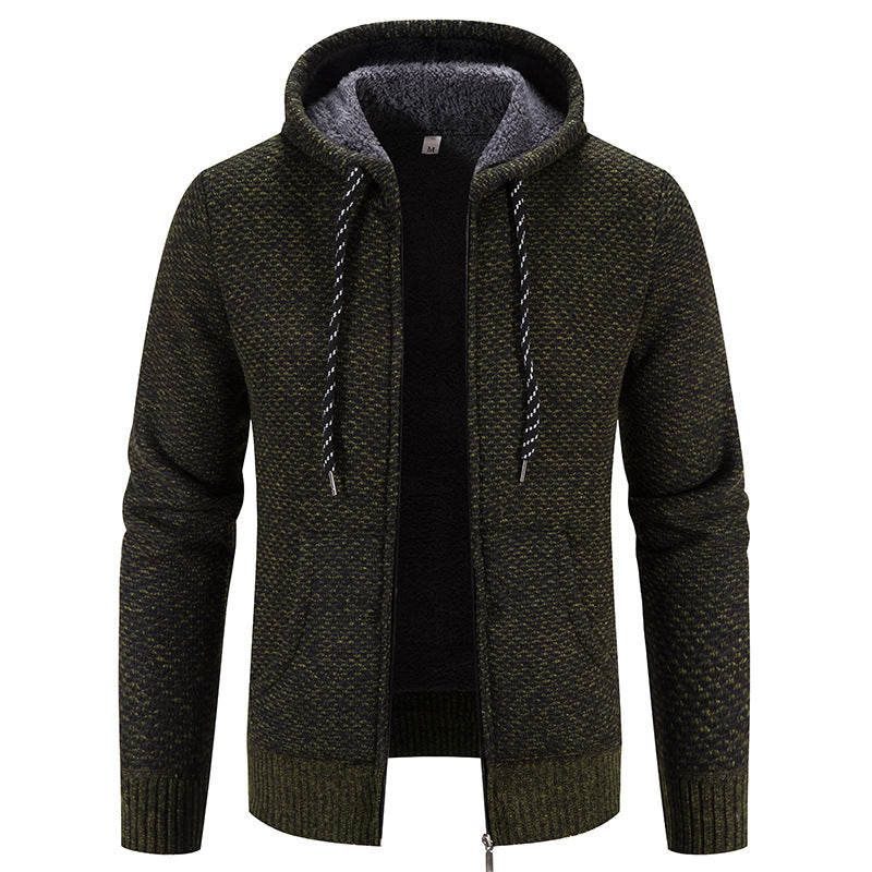 Herren Kapuzen-Cardigan mit Fleece-Futter