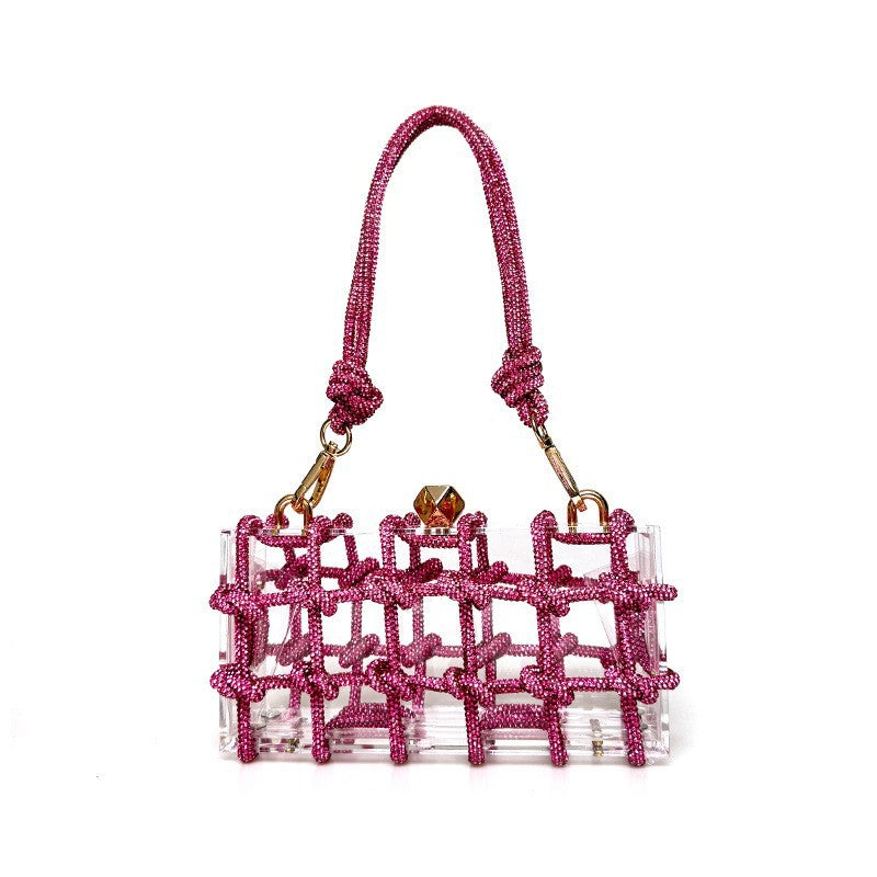 Süße Glänzende Strass Bankett Kleine Quadratische Tasche