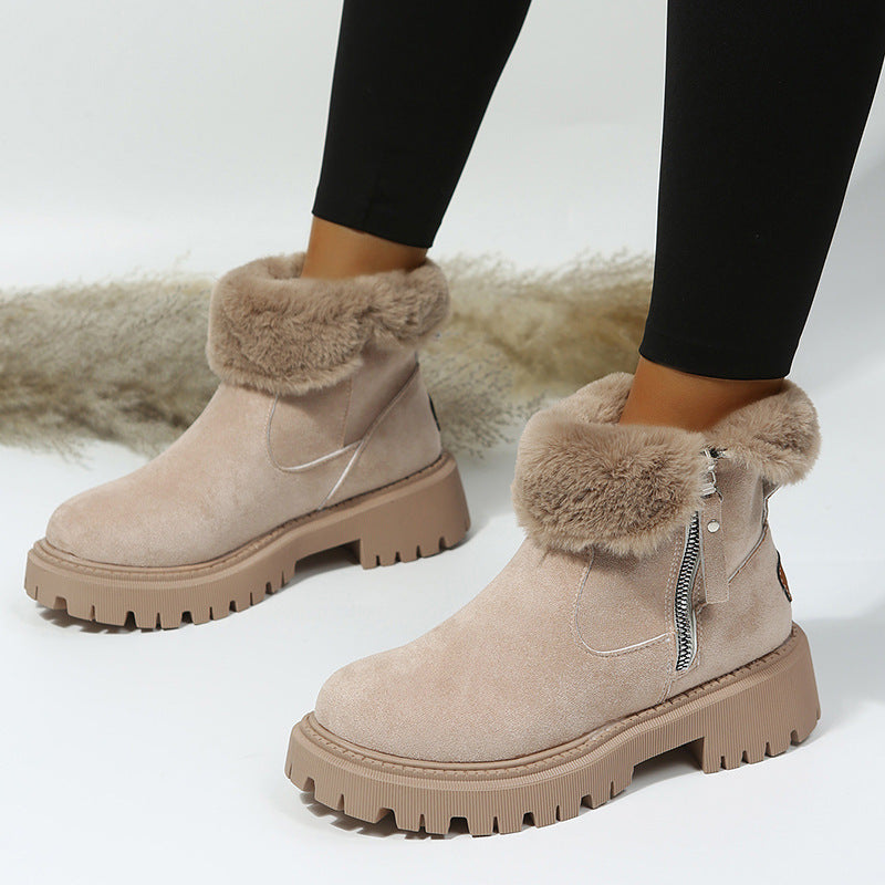 Damen Faltbare Schneestiefel mit Plüschfutter