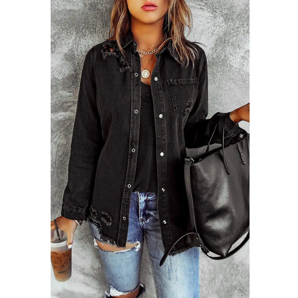 Damenmantel im Denim-Hemd-Stil