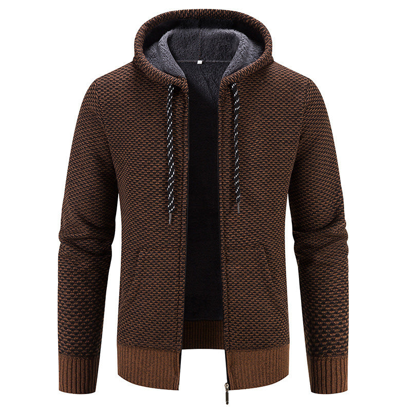 Herren Kapuzen-Cardigan mit Fleece-Futter