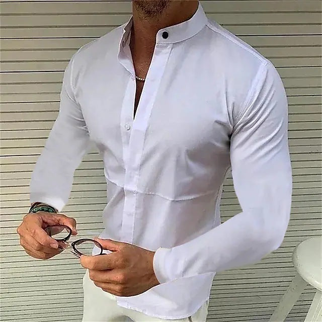 Herren Seidenhemd in einfarbigem Design