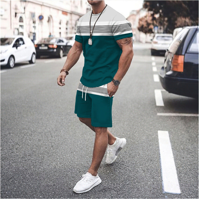 Herren Gestreiftes Kurzarmshirt für Sommer Sport und Freizeit