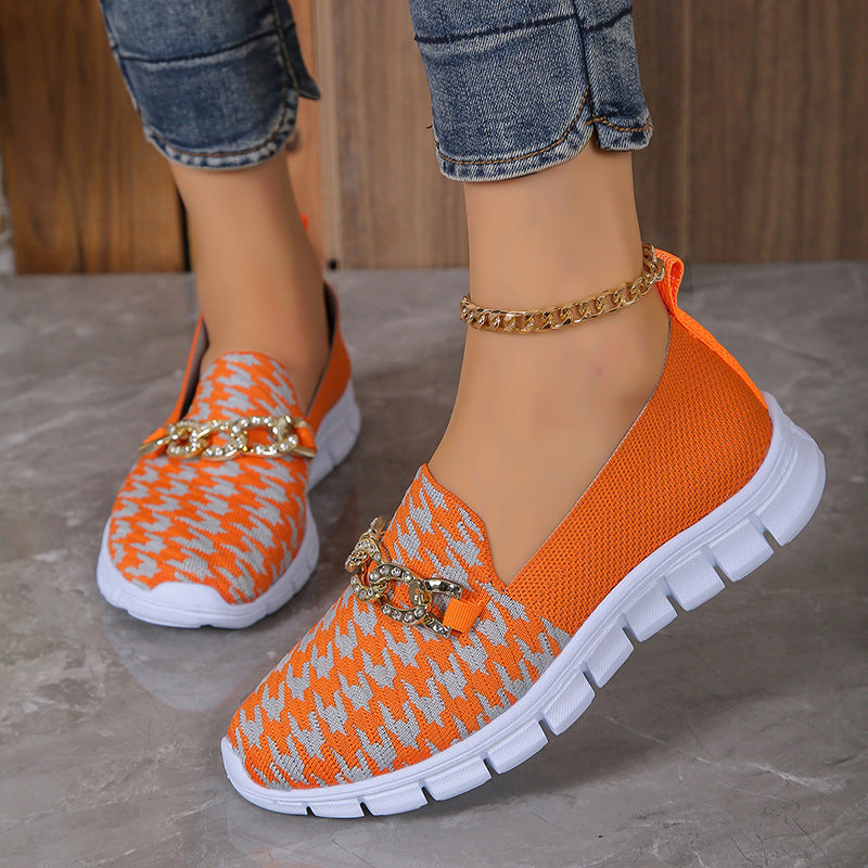 Sommerliche Sport-Mesh-Slipper mit lässigem Hahnentrittmuster